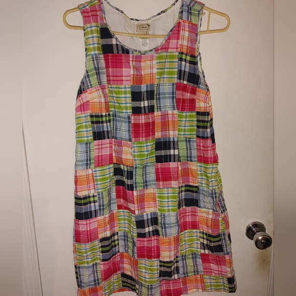 LL Bean Madras Plaid Patchwork Dress Sz.10P - Picture 4 of 8